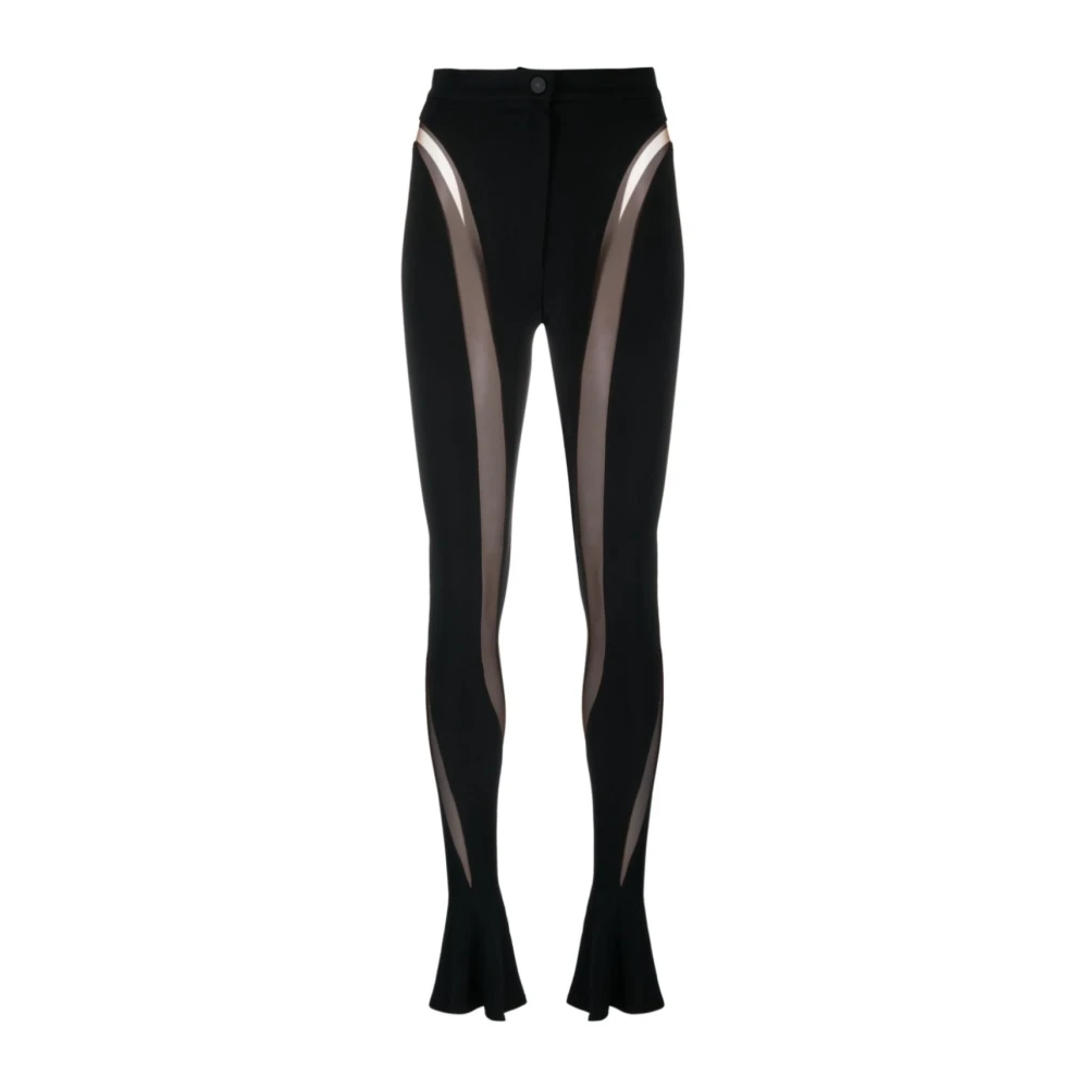 Mugler Flowing Cut Out Zwart Nude Broek Black Dames