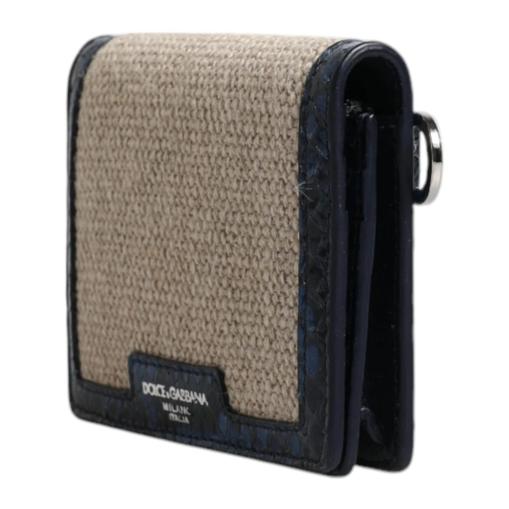 Dolce & Gabbana Beige Blauw Leren Canvas Crossbody Tas Beige Dames