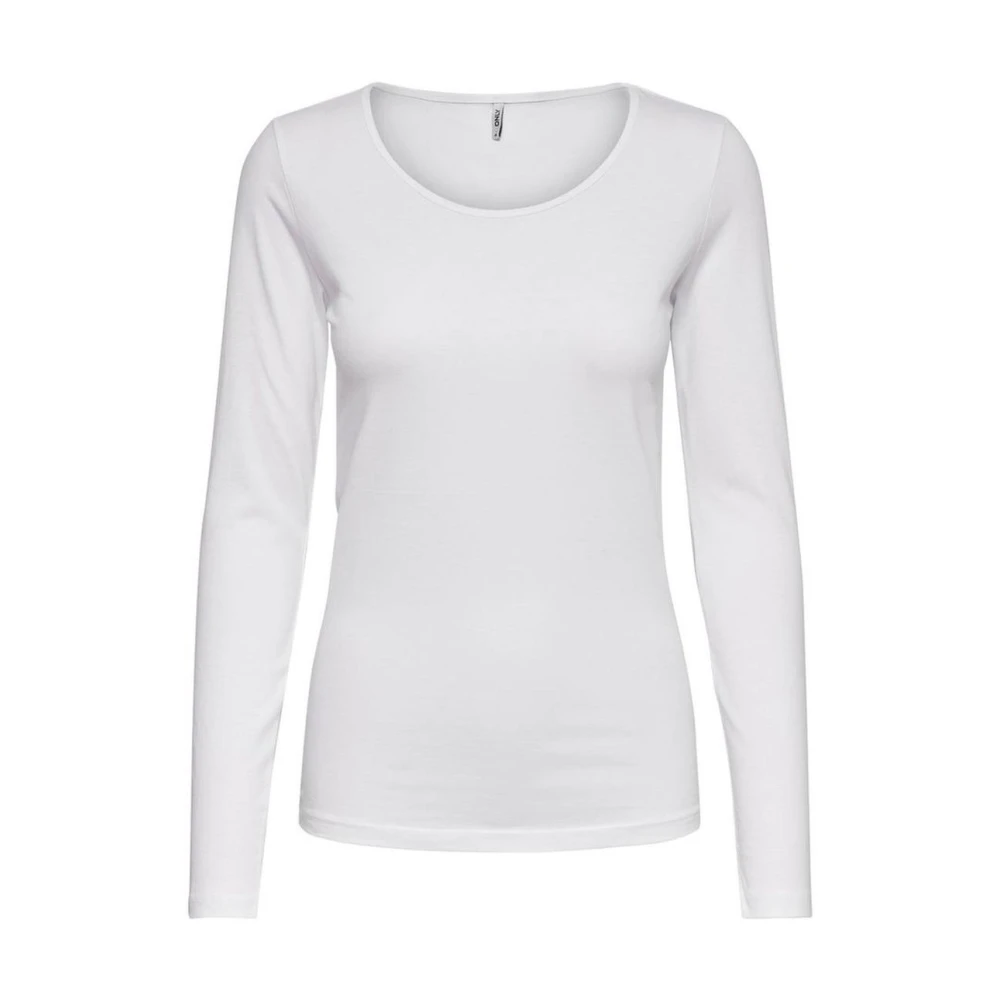 Only Women's White Slim Fit Round Neck Longsleeve Top