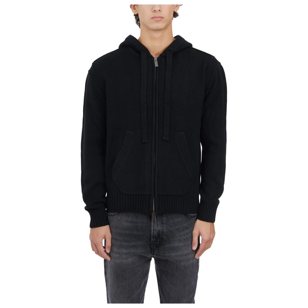 Paolo Pecora Wollen Hoodie Trui Black Heren