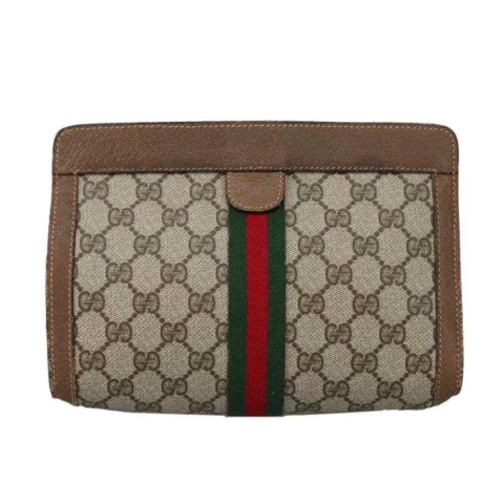 Gucci Vintage Pre-owned Leather clutches Beige Dames