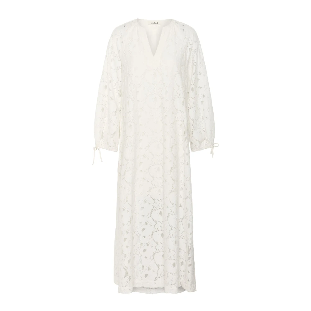Soaked In Luxury Women's White Maxi Dresses, M, Maxi Dress With Lace Details