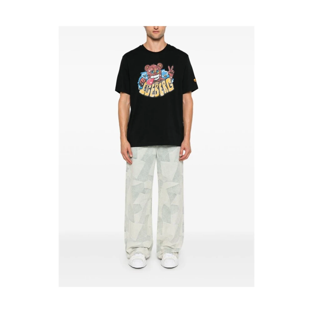 Iceberg Zwart Grafisch Print Crew Neck T-shirt Black Heren