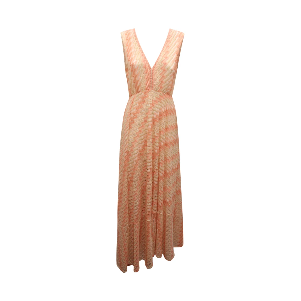 Pho Firenze Women's Pink Maxi Dresses, S, Abito Lurex Wo Spacco Dress