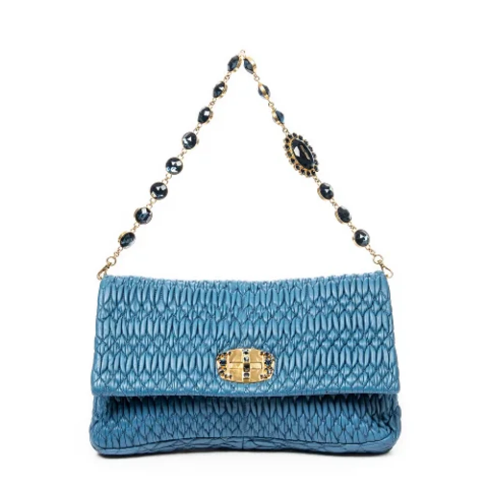 Miu Pre-owned Leather clutches Blue Dames