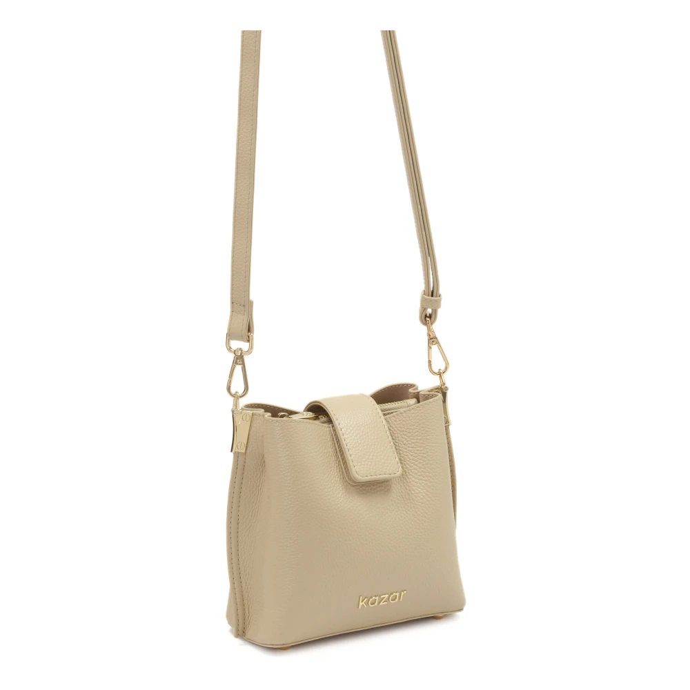 Kazar Compacte leren handtas Beige Dames