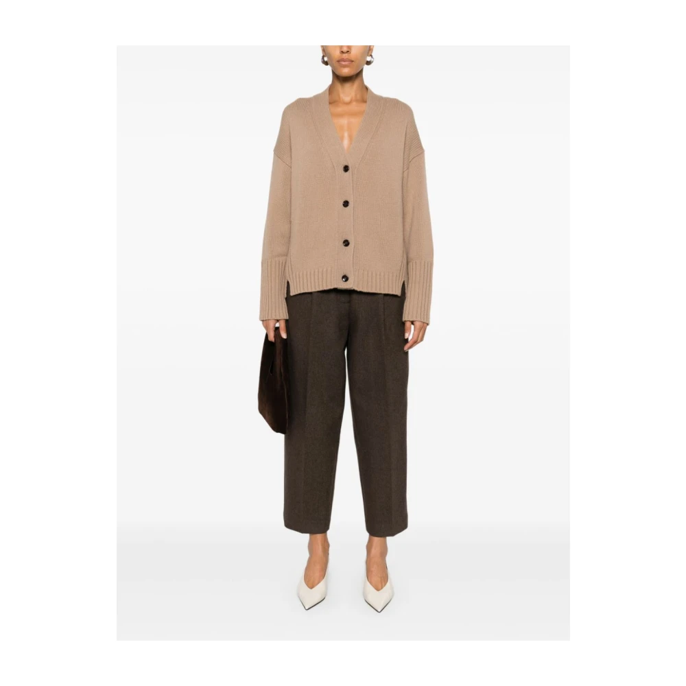 allude Bruine Cashmere V-Hals Cardigan Sweater Brown Dames