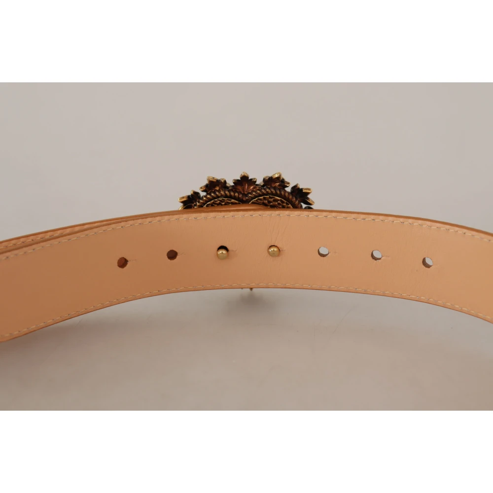 Dolce & Gabbana Gegraveerde gesp leren riem Beige Dames