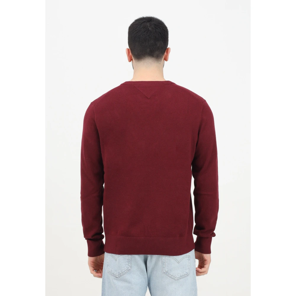 Tommy Hilfiger Luxe V-hals donkerrode trui Red Heren