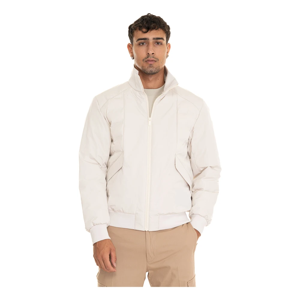 Boss Gewatteerde Bomberjack met Geribbelde Details Beige Heren