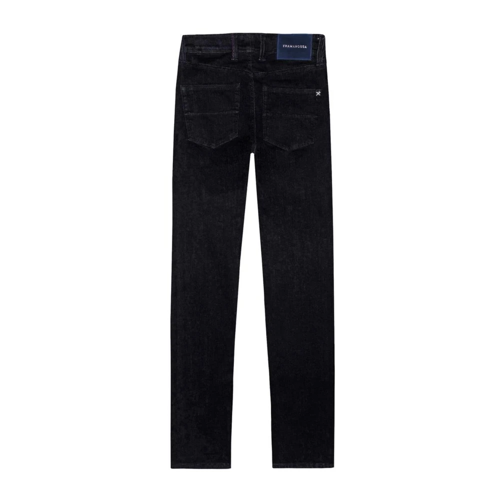Tramarossa Klassieke zwarte katoenen jeans met blauw suède Black Heren