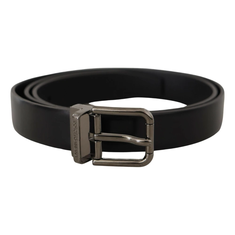 Dolce & Gabbana Stijlvol Zwart Leren Riem met Metalen Gesp Black Dames