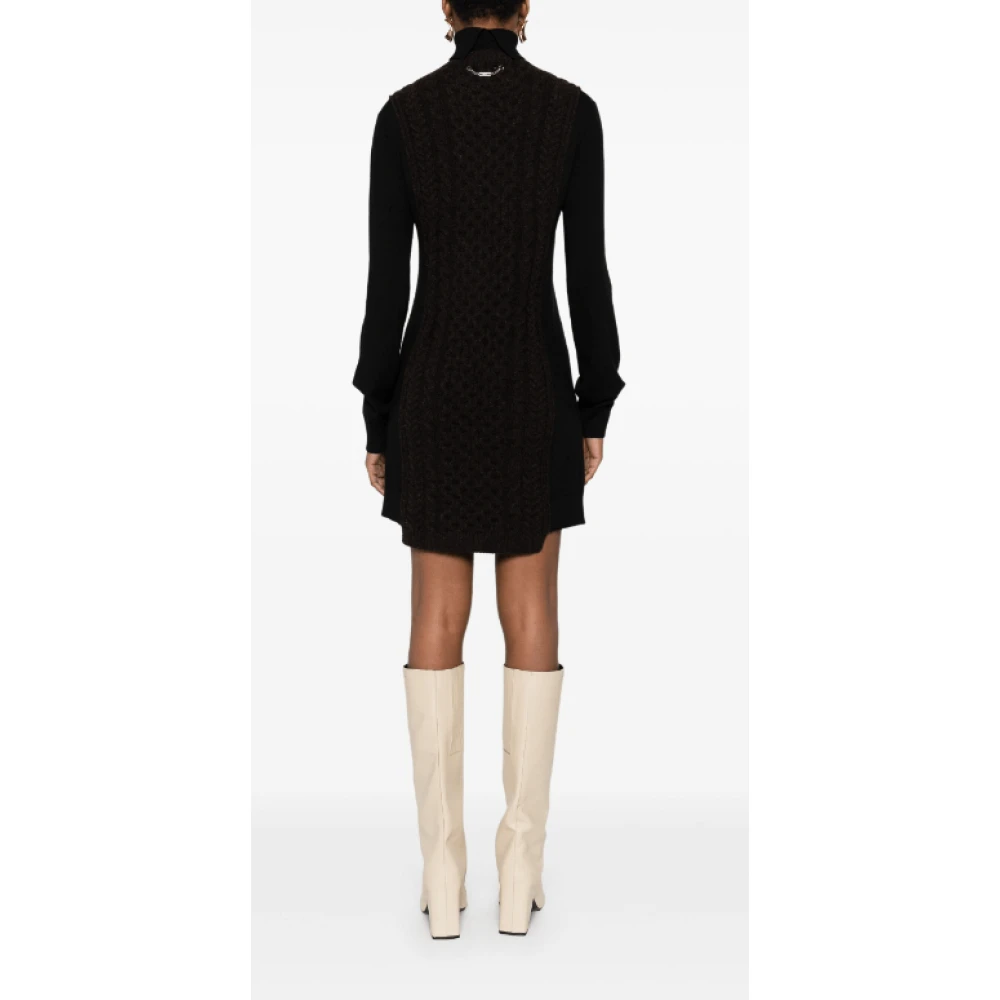 Fendi Aran Gebreide Wol Midi Jurk Brown Dames
