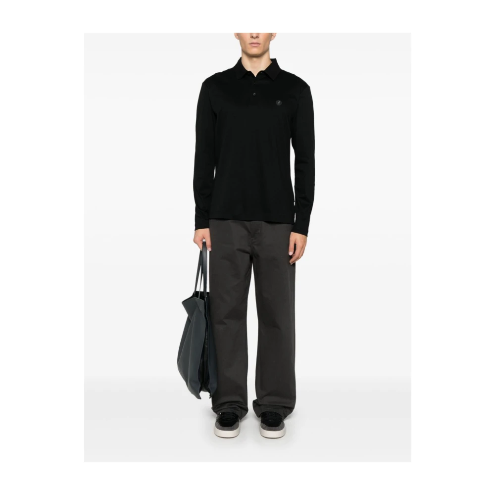 Hugo Boss Zwarte Logo Metalen Polo Shirt Black Heren