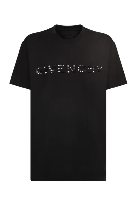 Svart Crew Neck T-shirt med Stud Detaljer