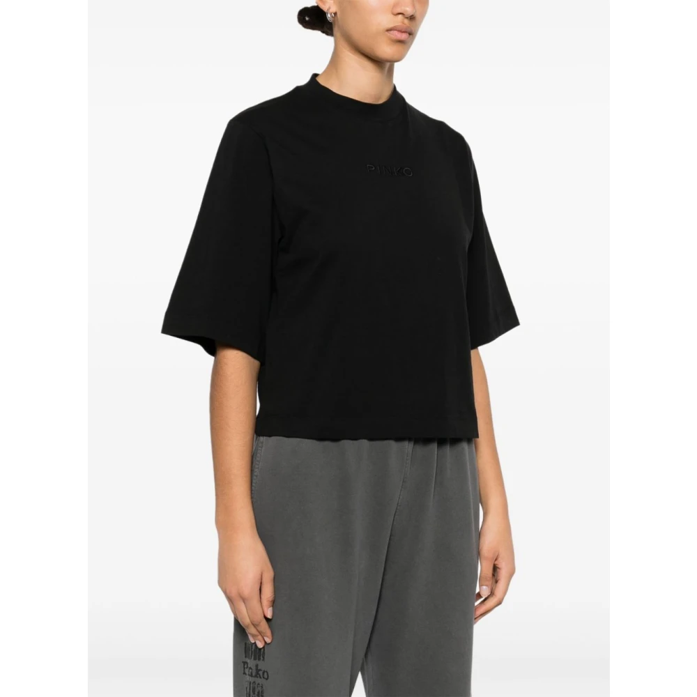 pinko Zwarte Crew Neck T-shirts en Polos Black Dames