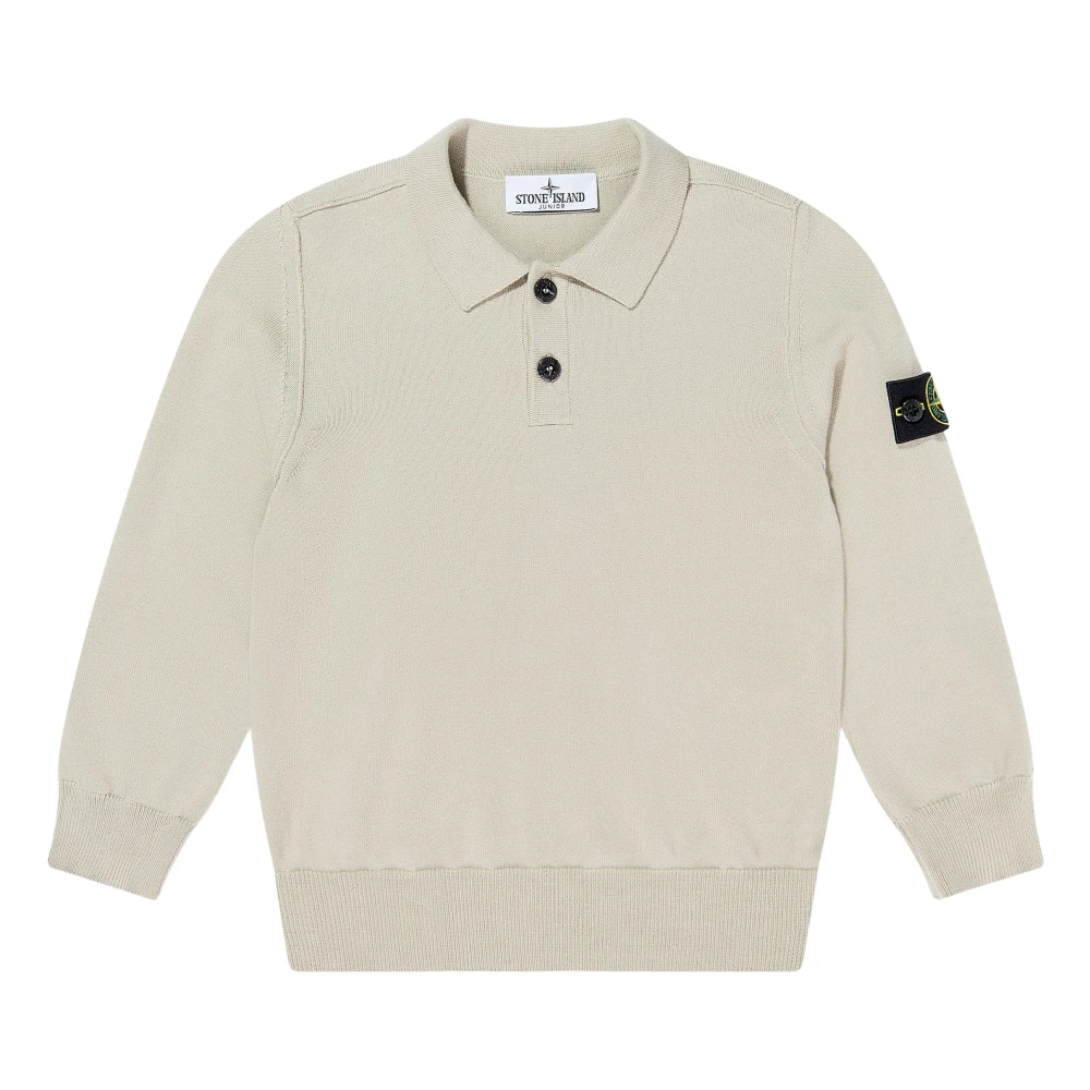 Stone Island Beige Knitted Long Sleeve Polo Shirt - Male - Kids Knitwear - 8 Y - Kids