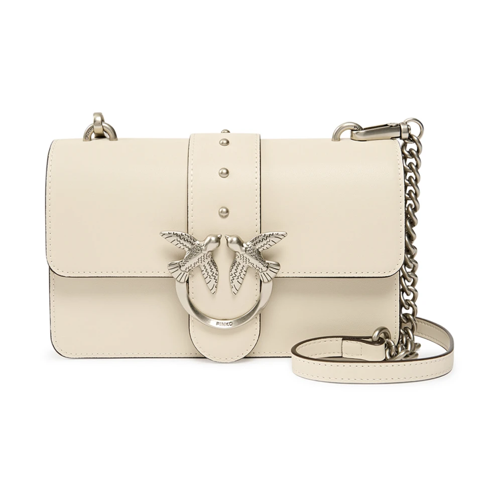 PINKO Love One Mini ST. CL. S Bianco Seta - Old Silver - Image 2