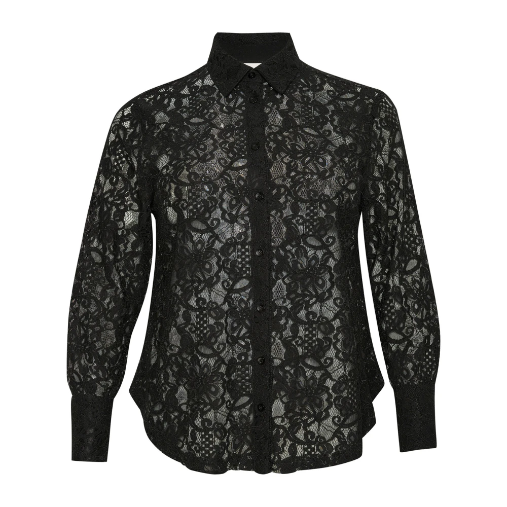 Kaffe Curve Feminine Kant Shirt Zwart Diep Black Dames