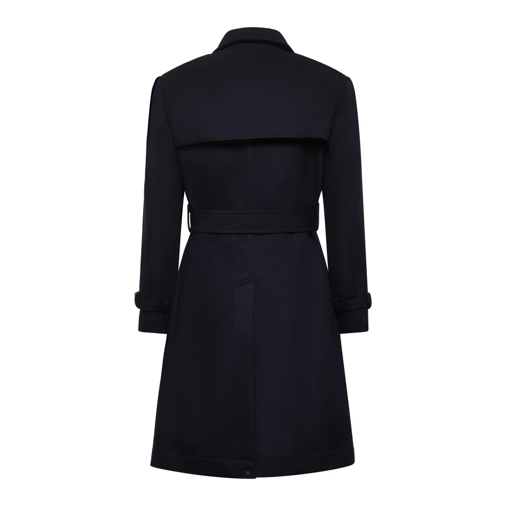 BRUNELLO CUCINELLI Navy Blue Wool Trench Coat Blue Heren