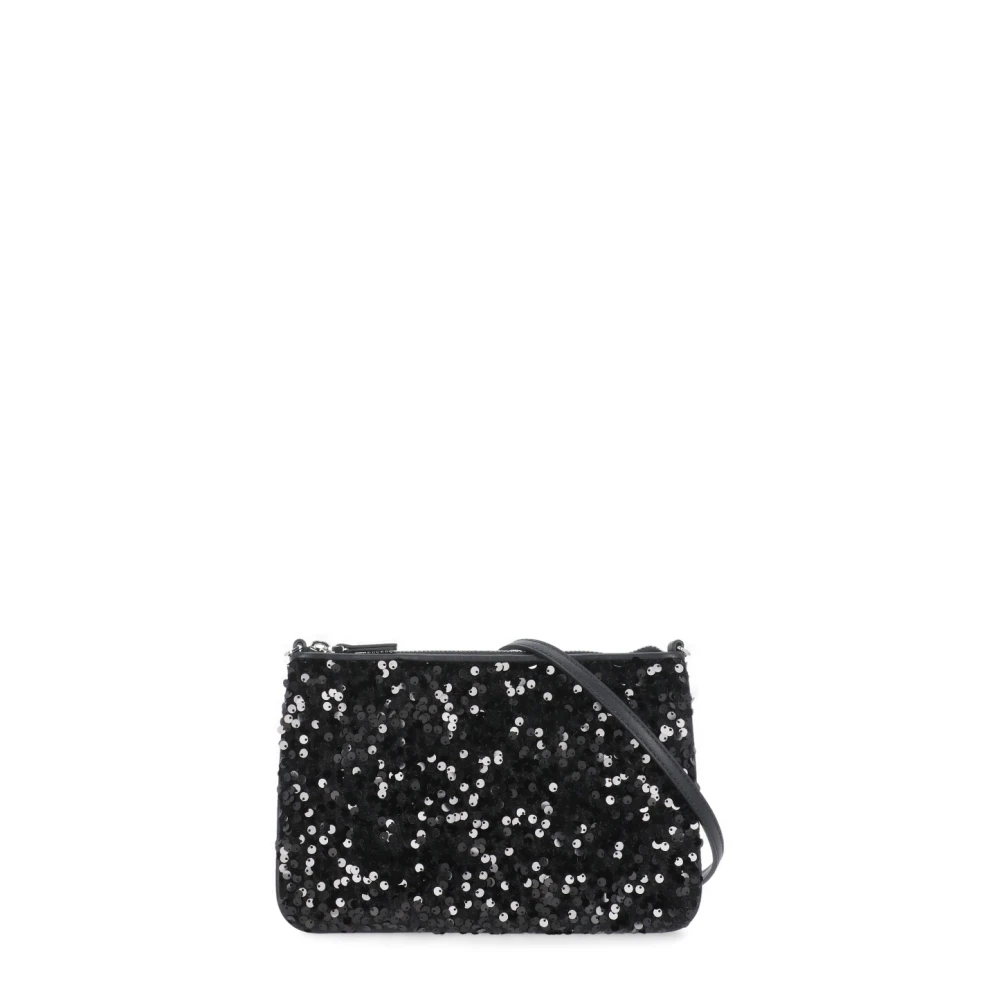 Coccinelle Zwarte leren Pochette met Pailletten Black Dames