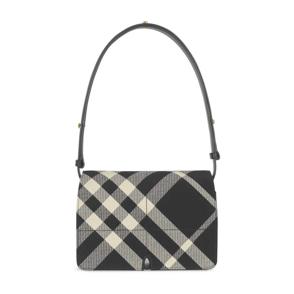 Burberry Zwarte Jacquard Tas met Leren Details Multicolor Dames