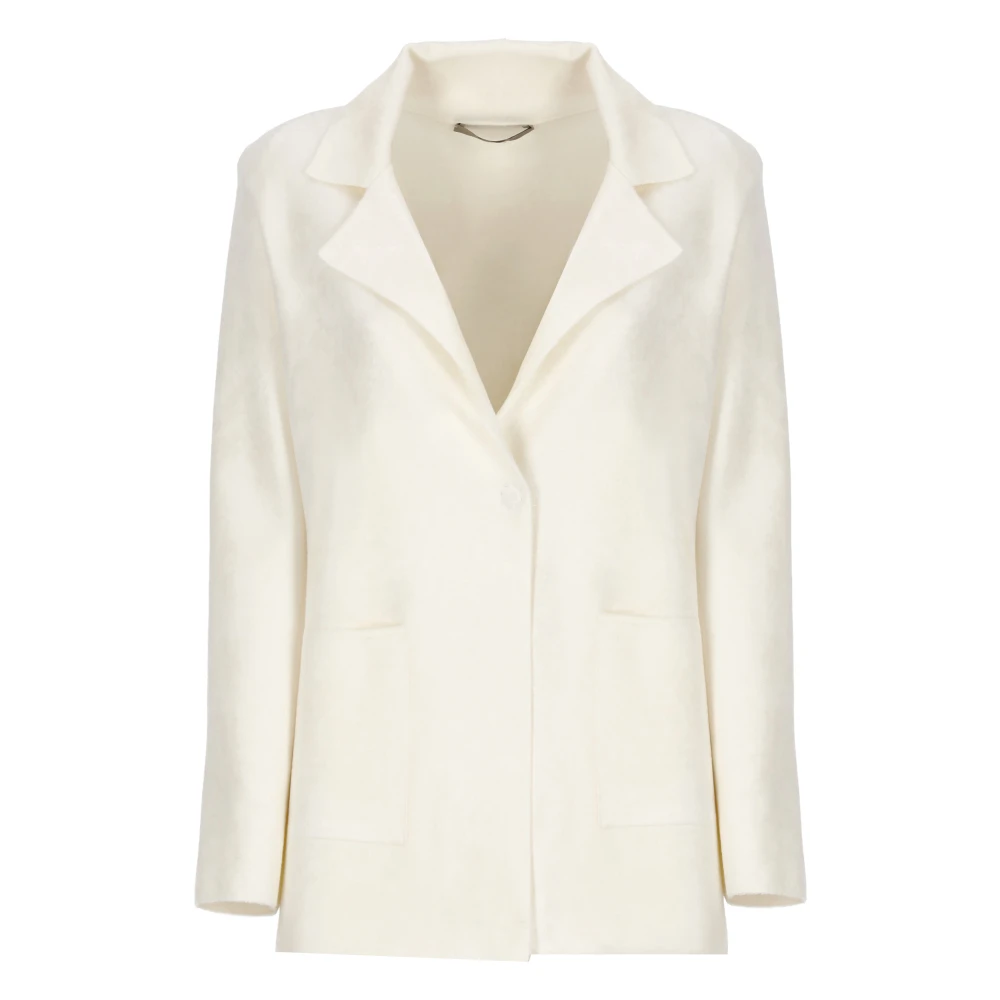 Ivory Uld Blend Blazer Jakke