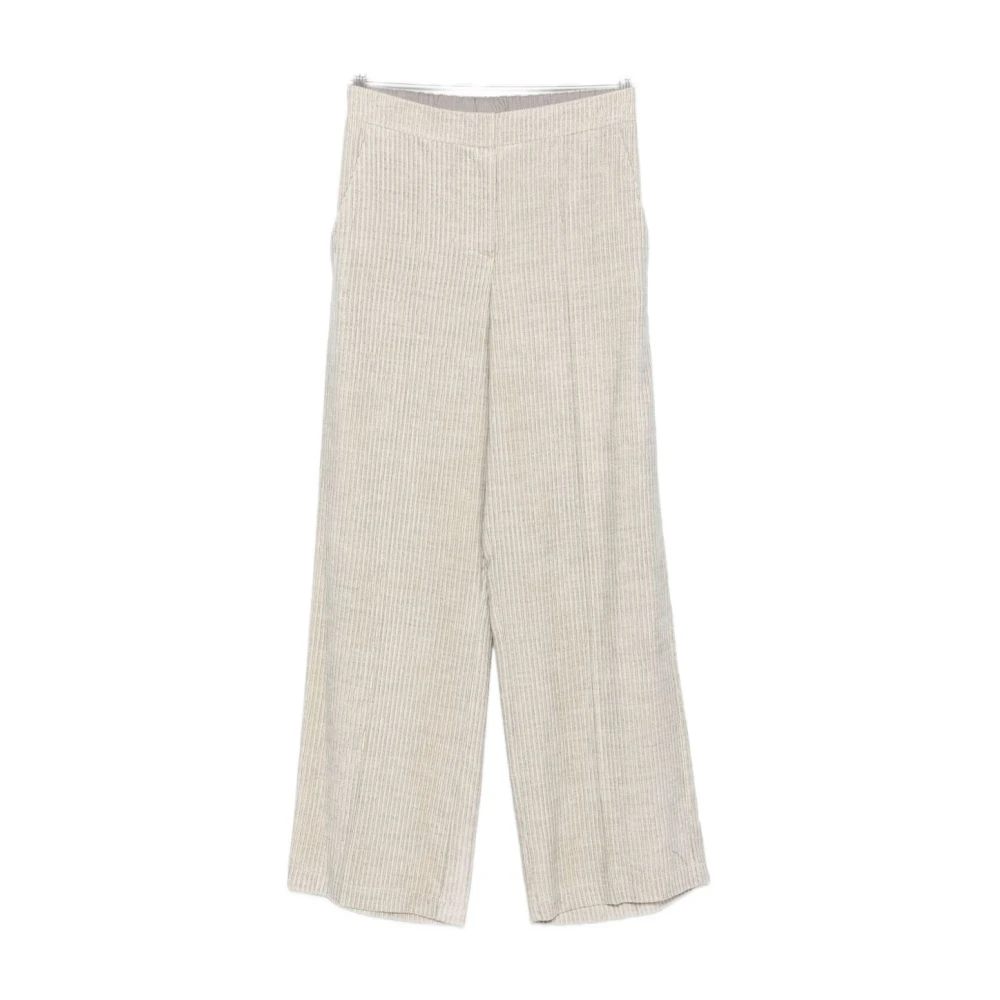Alysi Women's Gray Wide Trousers, S, Light Grey Silk & Nylon Trousers