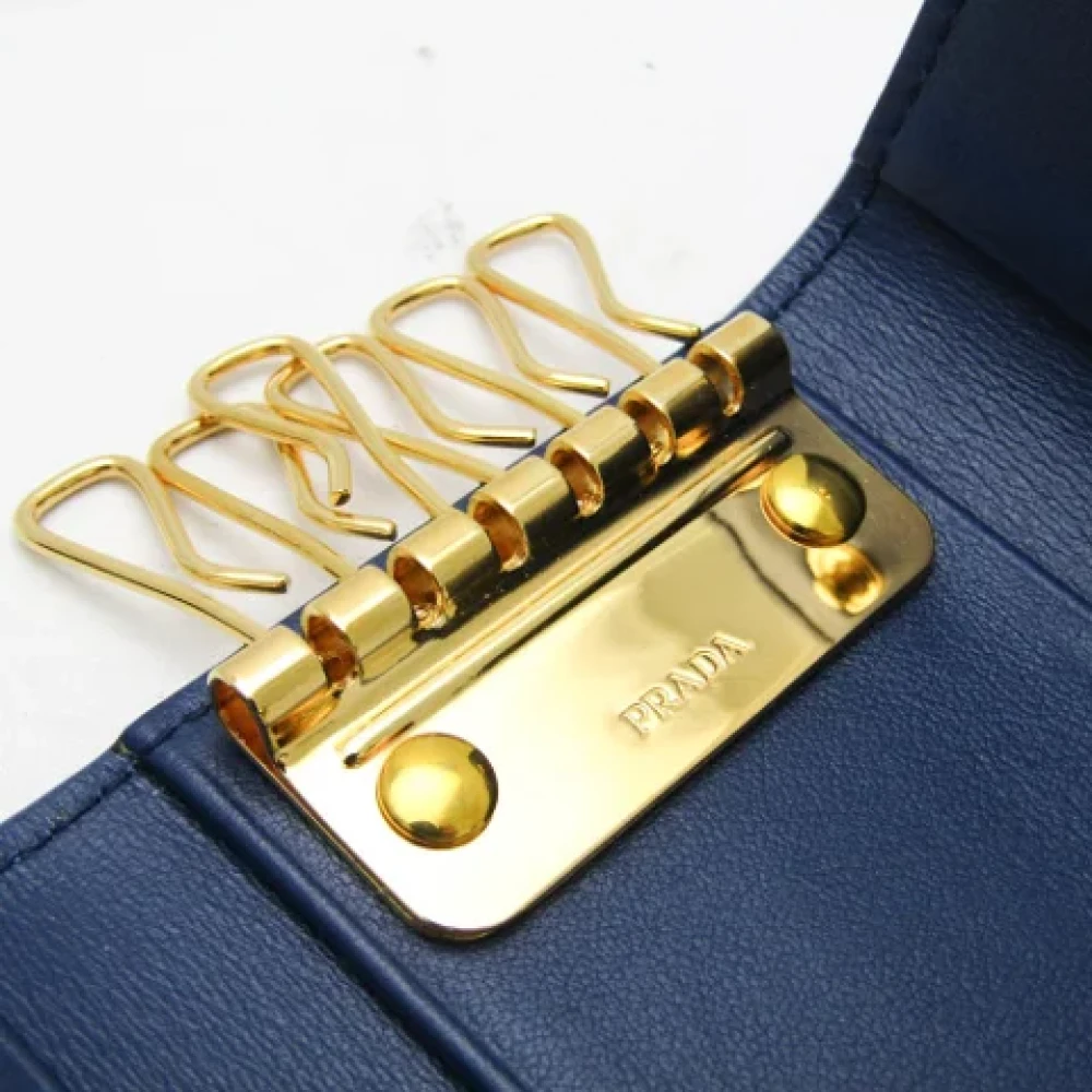 Prada Vintage Pre-owned Leather key-holders Blue Dames