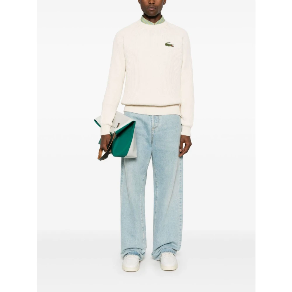 Lacoste Witte Sweatshirt met Krokodillenbadge White Heren