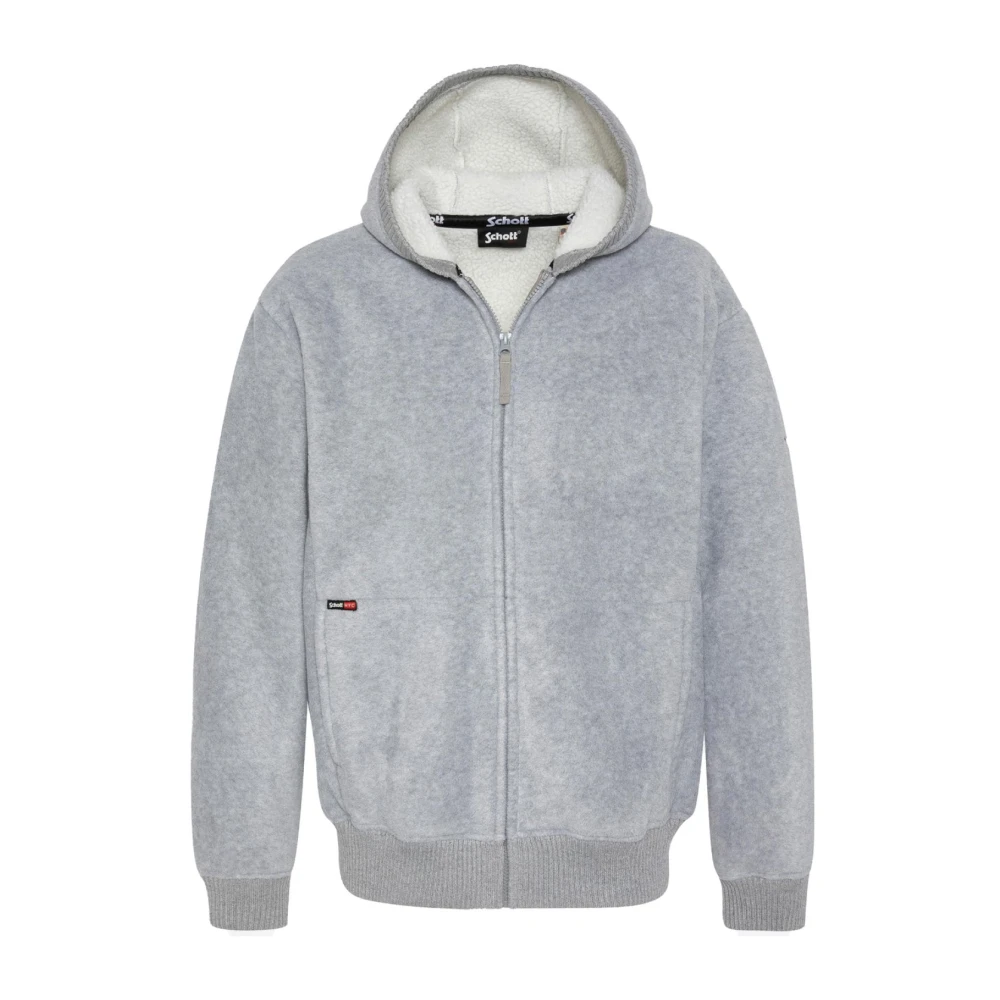 Schott NYC Hoodie met fleece voering Gray Heren