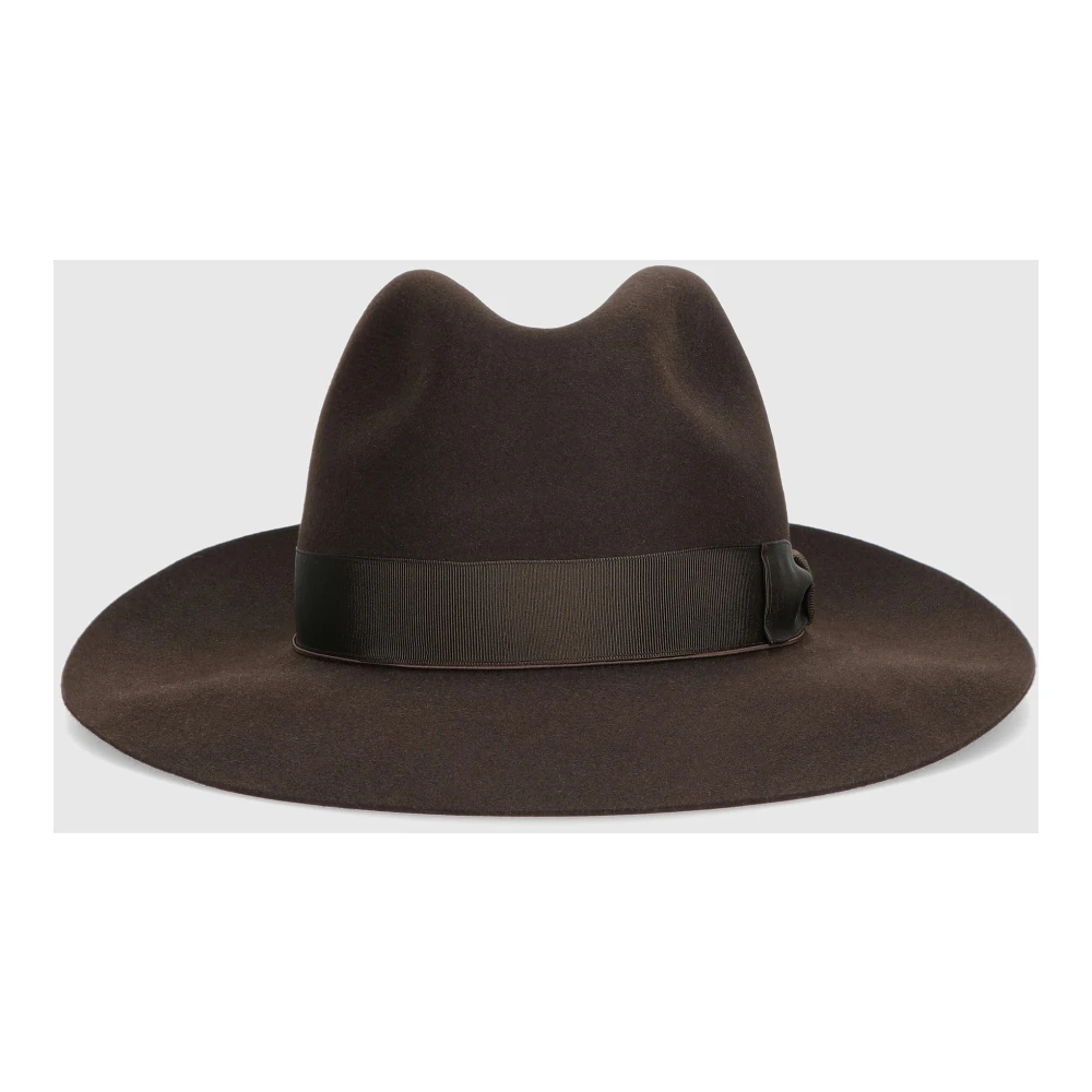Borsalino Vilt Breedgerande Hoed Brown Heren
