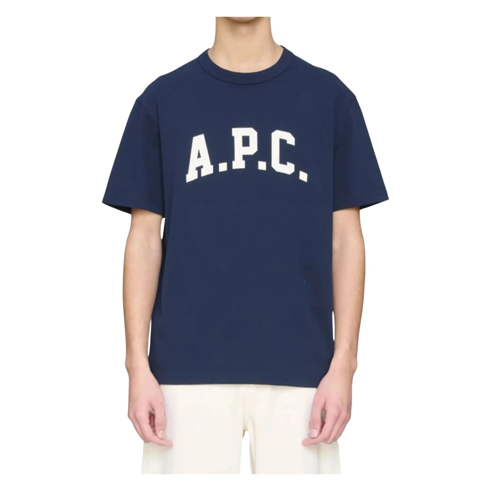 A.p.c. Men's Blue T-Shirts, L, Marcus T-Shirt In Dark /Ecru