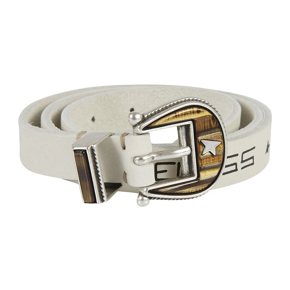 Golden Goose Star Stud Leren Riem Beige Dames