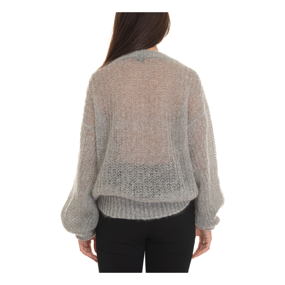 Boss Trui met ronde hals en pofmouwen Gray Dames