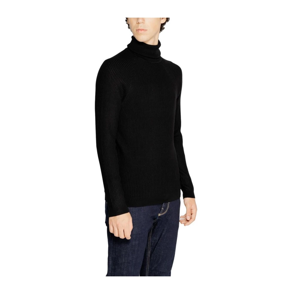 Antony Morato Zwarte Viscose Blend Gebreide Trui Black Heren