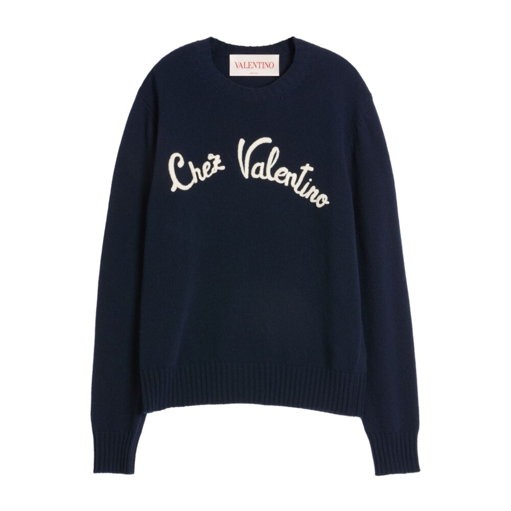 Tシャツ・カットソー VALENTINO GARAVANI Dark Blue Cotton Sweater Valentino Garavani Dark Blue Cotton Sweater for Men – LOZURI®