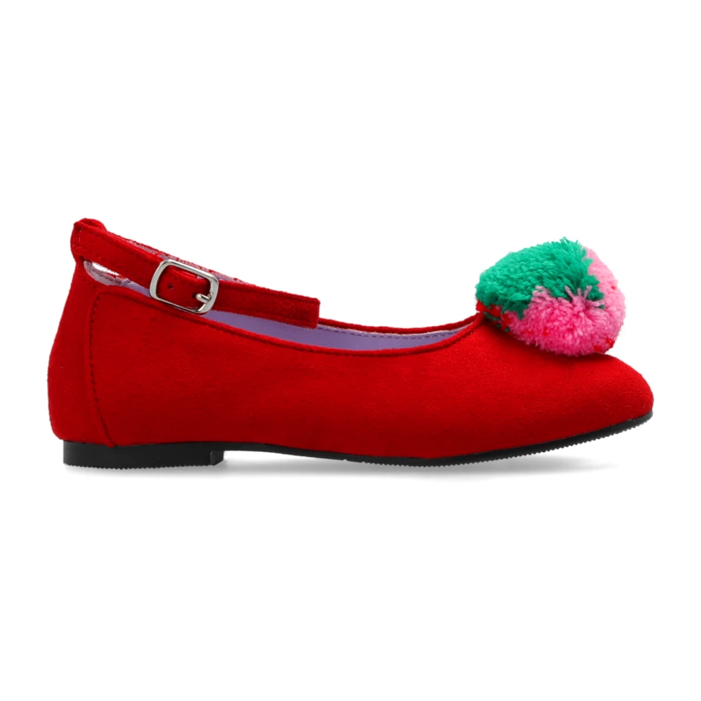 Stella McCartney Ballerinaskor med Pompon Red, Unisex