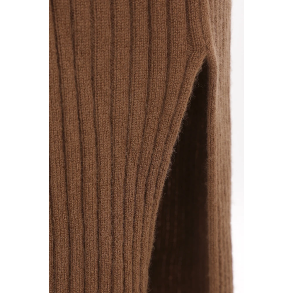 Crida Milano Geribbelde Cashmere Midi Jurk Brown Dames