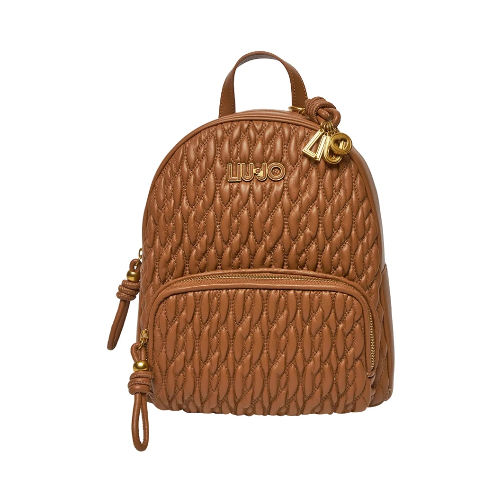 Liu Jo Bruine Eco-Leren Rugzak met Gouden Details Brown Dames