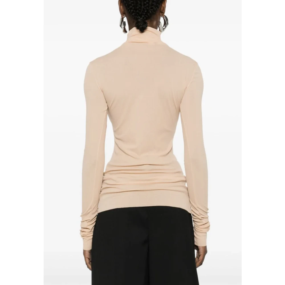 Jil Sander Beige Doorschijnende Lange Mouw Top Beige Dames