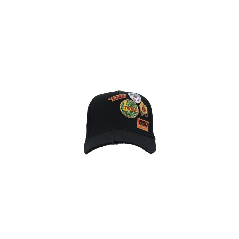 Dsquared2 Vintage Baseballpet met Patchdetails Black Unisex