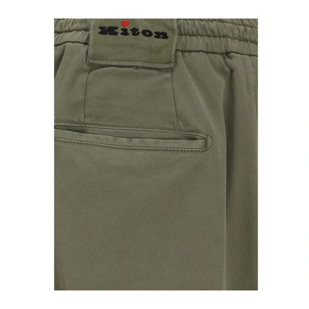 Kiton Monochrome Broek met Verstelbare Tailleband Green Heren