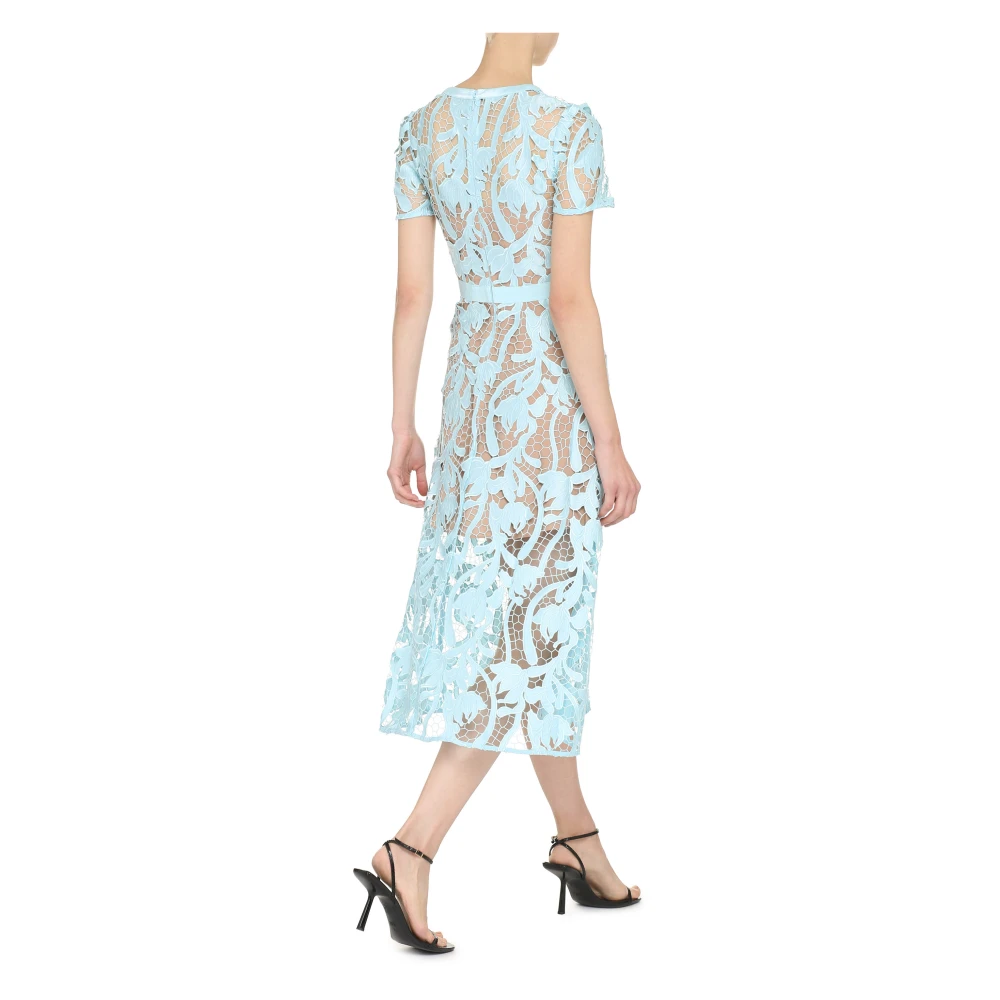 Self Portrait Kanten midi-jurk met nude-tone onderjurk Blue Dames