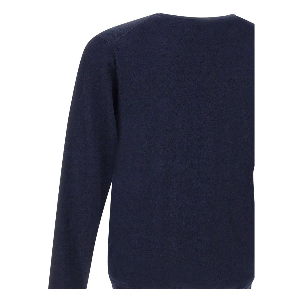 Sun68 Blauwe V-hals trui met logo Blue Heren