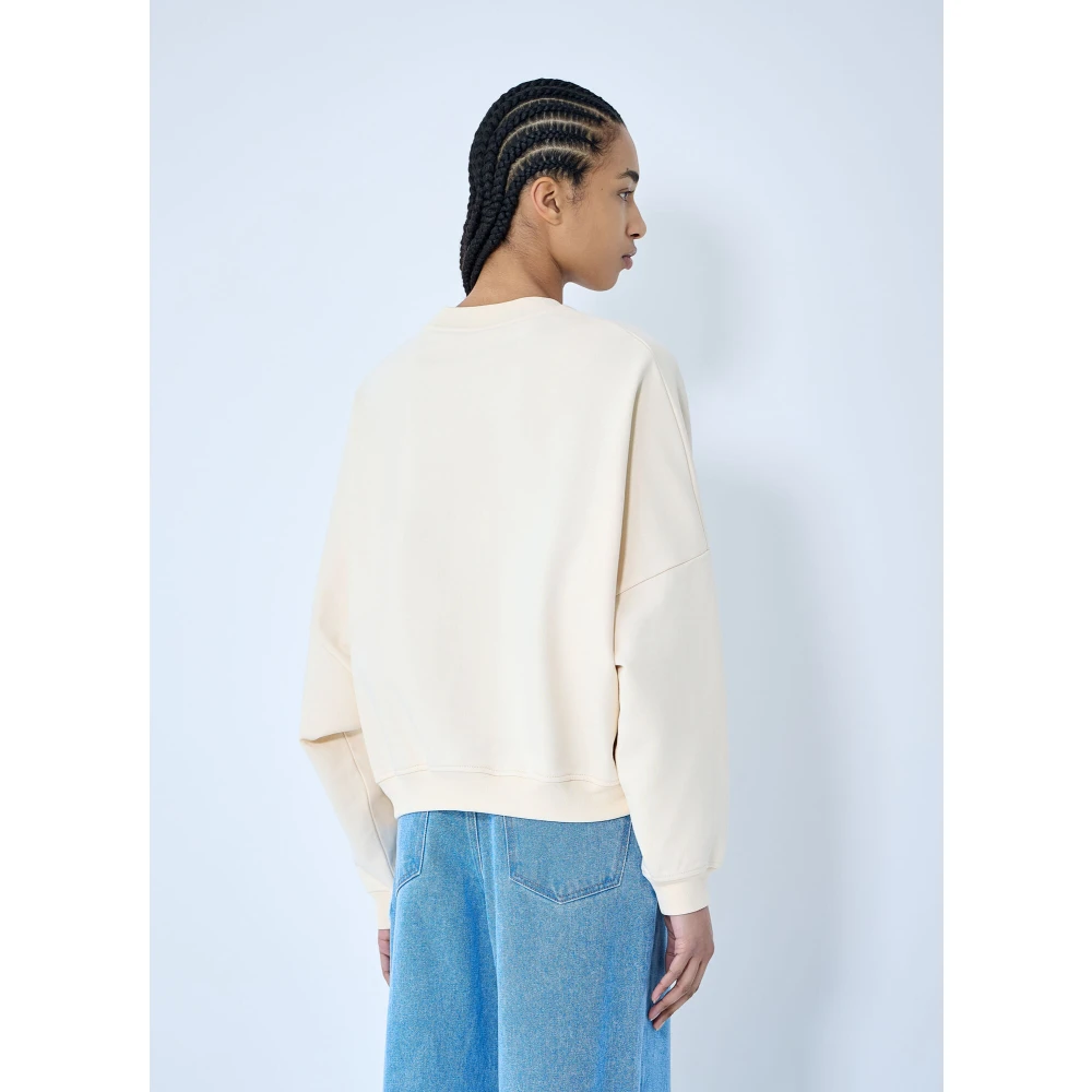 Marni Logo Print Crewneck Sweatshirt Beige Dames