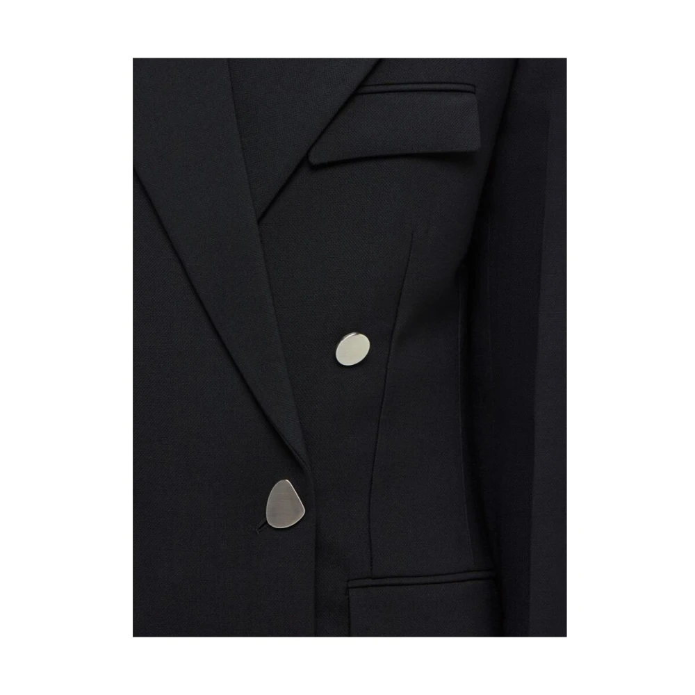 Salvatore Ferragamo Zwarte Wol Dubbel-Breasted Jas Black Dames