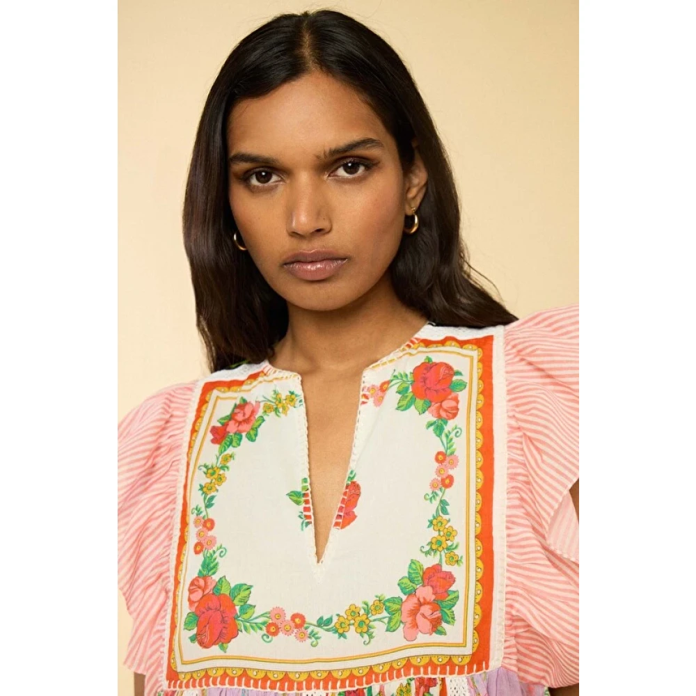Manoush Bloemen Patchwork Gehaakte Jurk Multicolor Dames