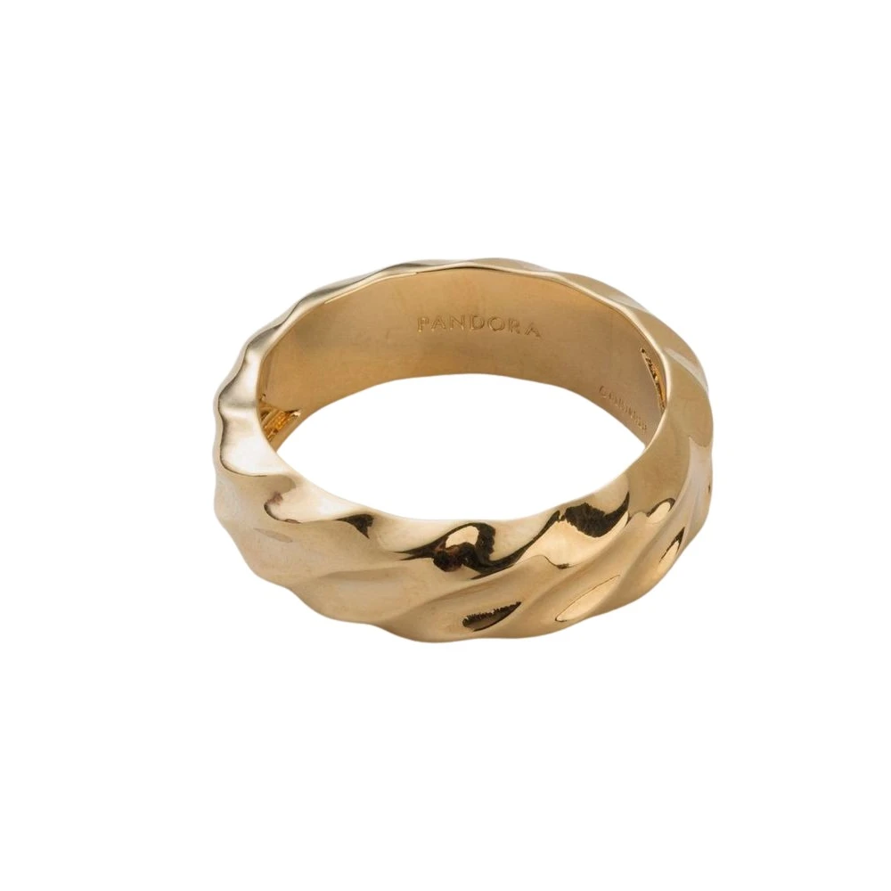 Pandora Women's No Colour Rippled Wide Band Ring - 14K Gold-Plated Signature Metal Alloy - Sz. 52 - Image 3