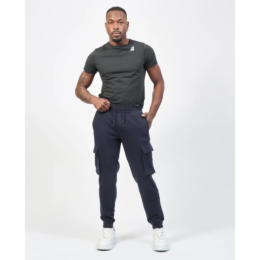 Guess Blauwe Cargo Broek met Logo Print Blue Heren